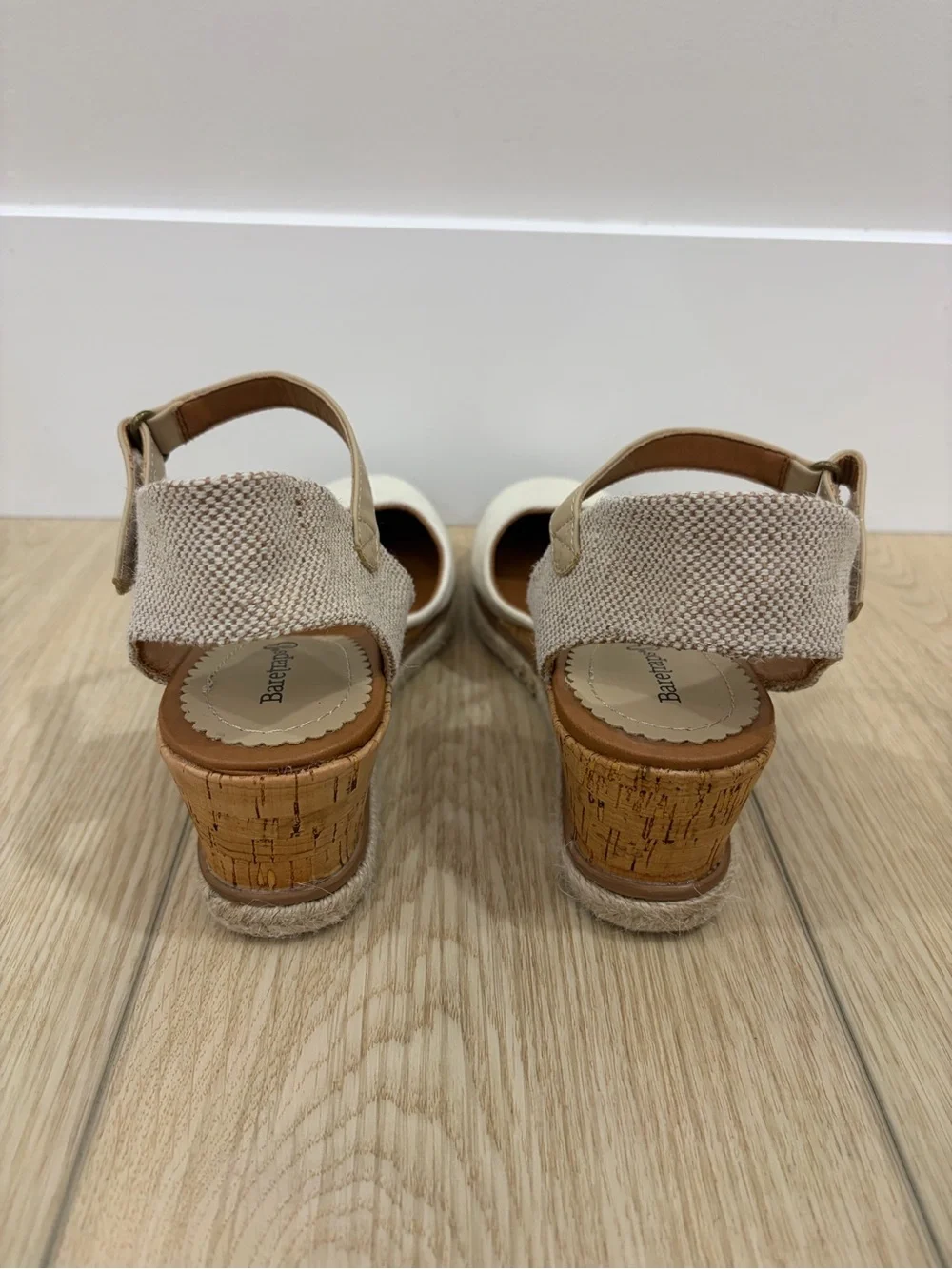 Women’s Ivory Canvas Espadrille uWedge Sandals Ankle Strap Cork Heel Summer Shoe